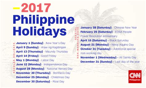 2017 holidays philippines|public holidays philippines 2017.